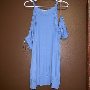 Elegant Blue Cold Shoulder Top